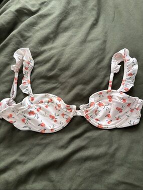 Women's White Cherry Print Underwire Bra